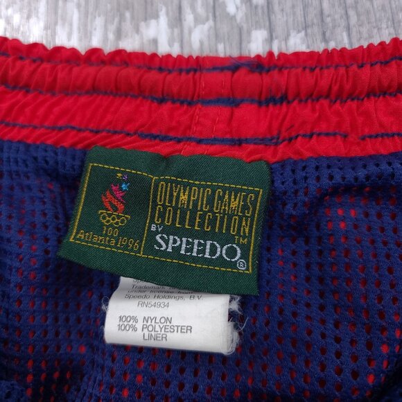 Vintage 1996 Atlanta Olympic Swim Trunks Mens Medium Lined Pull On Flag Shorts - Picture 6 of 7